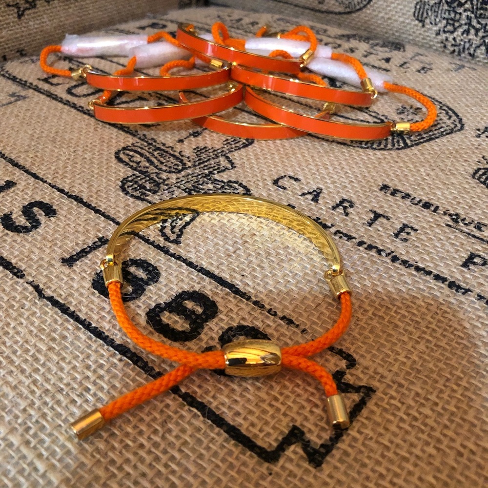 New Halcyon Days Skinny Friendship Bangle Orange - Picture 2 of 3